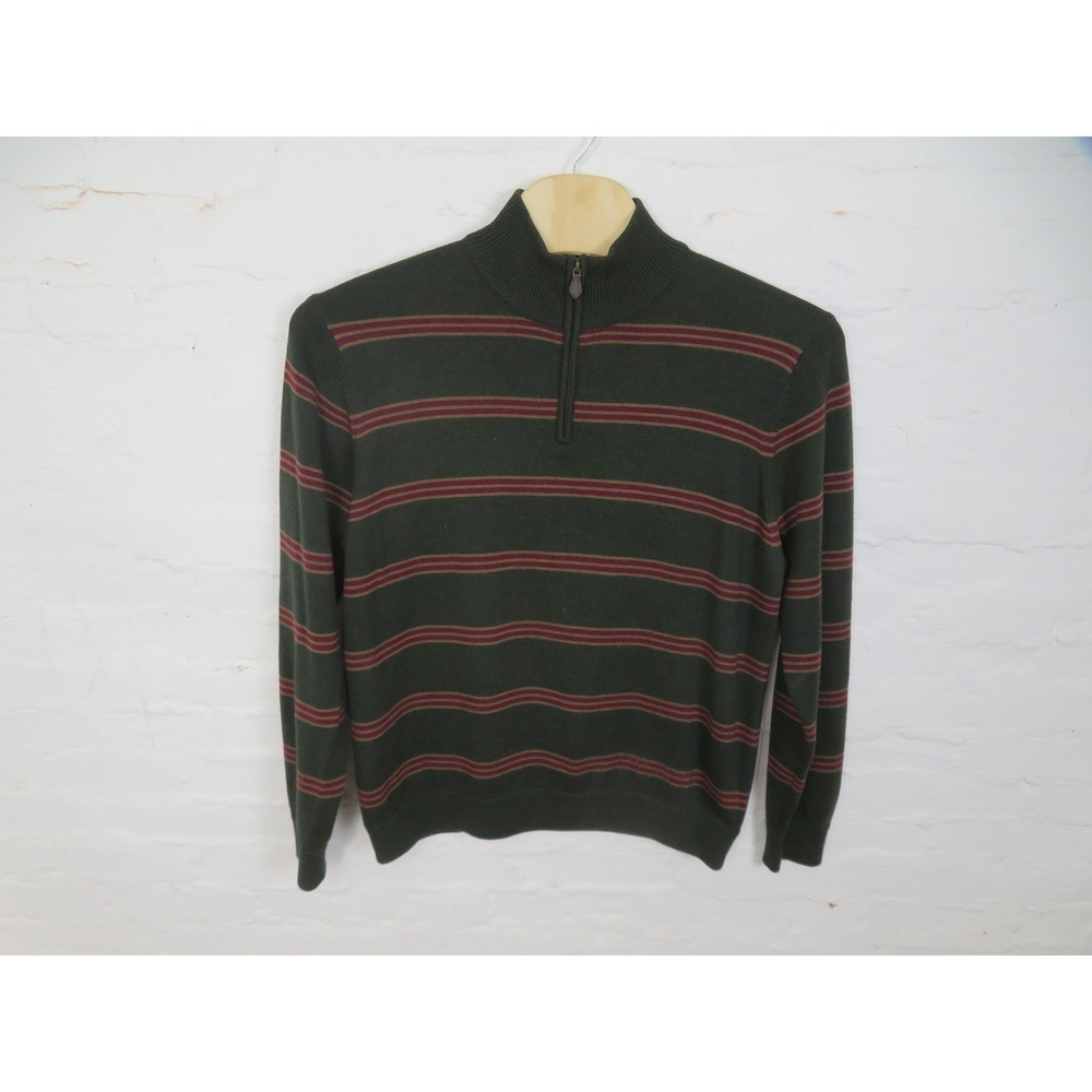 Brooks Brothers Sweater Mens XL Striped Italian Merino Wool 1/4 Zip Pullover